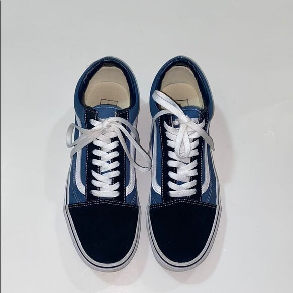 Vans Blue and White Old Skool Sneakers Size Unixes Women’s 12 Men 10.5 - Picture 2 of 13
